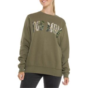 PACIFIC & CO. Dog Mom Camo Sweatshirt Oregano $50 Retail NWT